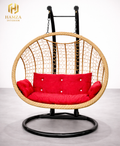 Modern Red Double Seater Balcony Swing – Iron Frame & Cushioned Seating