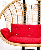 Modern Red Double Seater Balcony Swing – Iron Frame & Cushioned Seating