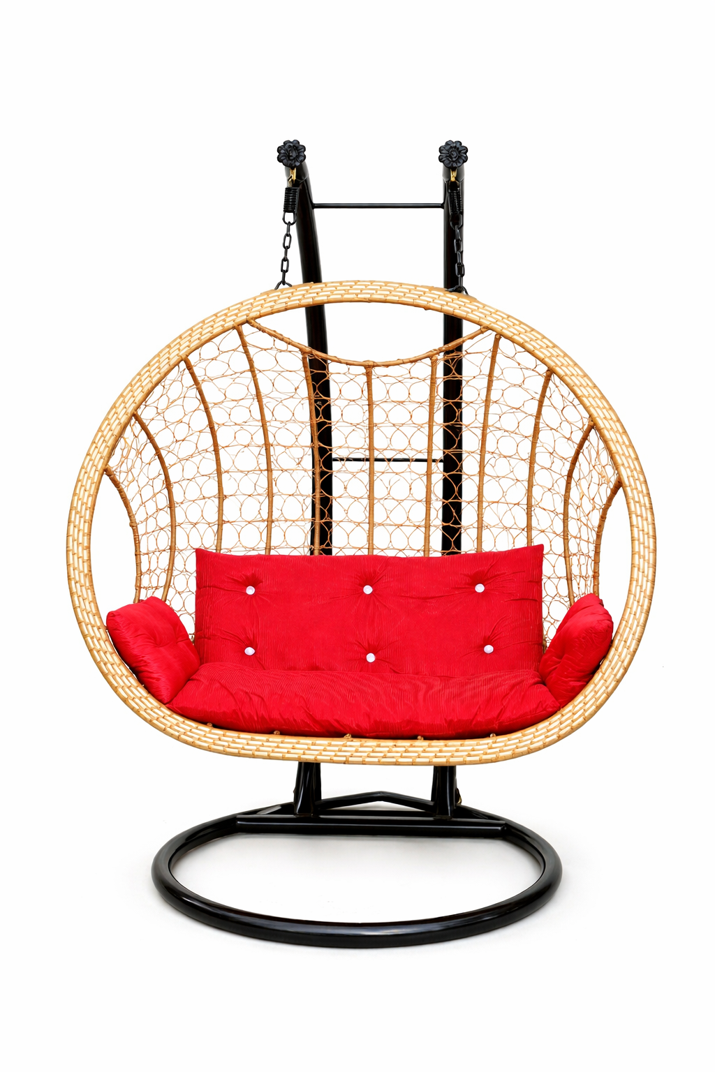 Red Double Seater Swing Chair with Stand & Cushions