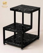 3 Shelves Marble Finish with Iron Frame - Luxury Drawing Room End Table