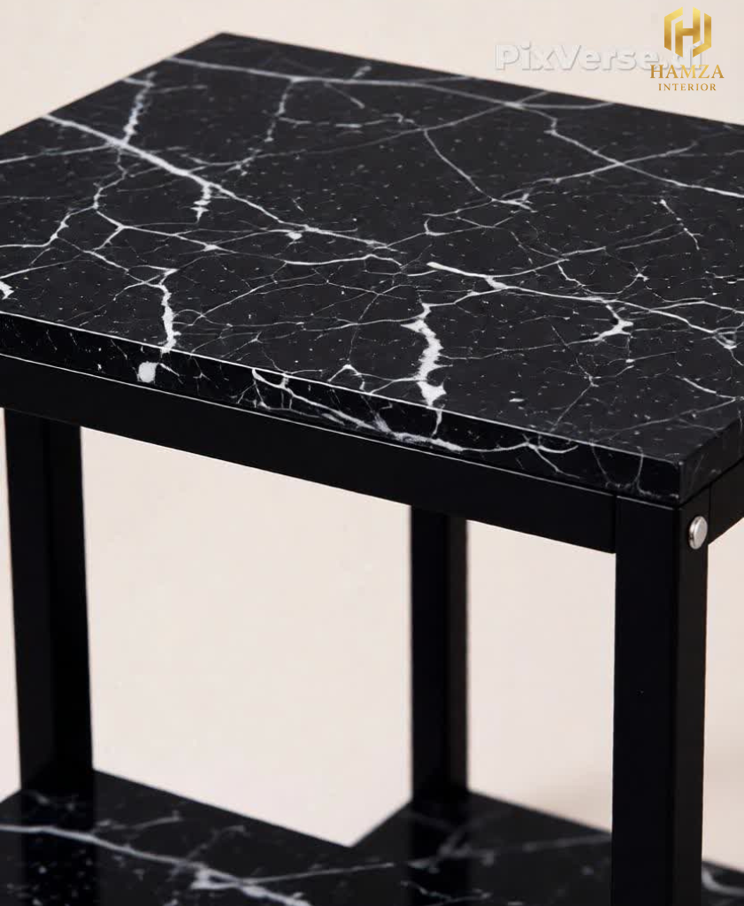 3 Shelves Marble Finish with Iron Frame - Luxury Drawing Room End Table